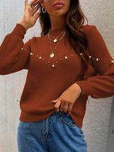 Load image into Gallery viewer, Pearl Round Neck Sweater