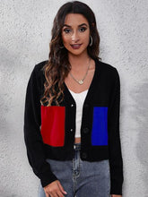 Load image into Gallery viewer, Color Block Button Up Long Sleeve Cardigan