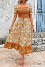 Load image into Gallery viewer, Bohemian Square Neck Puff Sleeve Dress