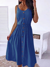 Load image into Gallery viewer, Decorative Button Spaghetti Strap Dress