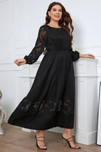 Load image into Gallery viewer, Melo Apparel Plus Size Embroidery Round Neck Long Sleeve Maxi Dress
