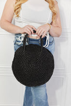 Load image into Gallery viewer, Justin Taylor Beach Date Straw Rattan Handbag in Black