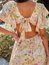Load image into Gallery viewer, Backless Ruffled Floral V-Neck Dress