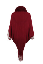 Load image into Gallery viewer, Striped Fringe Detail Long Sleeve Poncho