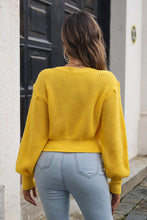 Load image into Gallery viewer, Cable-knit Round Neck Cropped Sweater