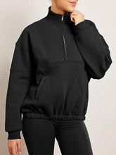 Load image into Gallery viewer, Half Zip Dropped Shoulder Sweatshirt