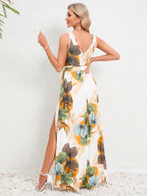 Load image into Gallery viewer, Slit Tied Printed Surplice Dress