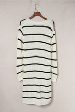 Load image into Gallery viewer, Woven Right Striped Open Front Rib-Knit Duster Cardigan