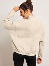 Load image into Gallery viewer, Half Zip Dropped Shoulder Sweatshirt