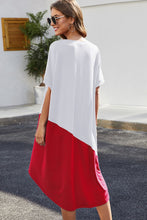 Load image into Gallery viewer, Color Block Round Neck Short Sleeve Dress