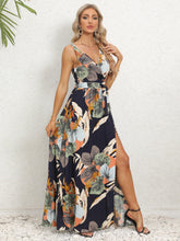 Load image into Gallery viewer, Slit Tied Printed Surplice Dress