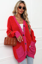 Load image into Gallery viewer, Contrast Detail Button-Up Cardigan with Pockets