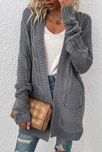 Load image into Gallery viewer, Cable-Knit Open Front Cardigan with Pockets