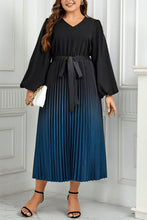 Load image into Gallery viewer, Verona Pleated Tie Waist Midi Dress