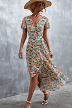 Load image into Gallery viewer, Floral Surplice Neck Tied Midi Dress