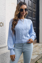 Load image into Gallery viewer, Cable-knit Round Neck Cropped Sweater