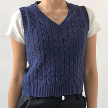 Load image into Gallery viewer, Cable-knit V-Neck Sweater Vest
