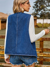 Load image into Gallery viewer, Heart Button Denim Vest
