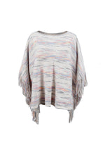 Load image into Gallery viewer, Round Neck Fringe Detail Sleeve Poncho