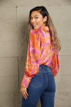 Load image into Gallery viewer, Double Take Collared Neck Lantern Sleeve Shirt