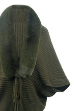 Load image into Gallery viewer, Fringe Detail Long Sleeve Ribbed Poncho