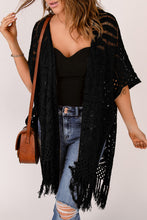 Load image into Gallery viewer, Fringe Hem Slit Open Front Cardigan
