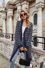Load image into Gallery viewer, Multicolored Ribbed Trim Open Front Cardigan with Pockets