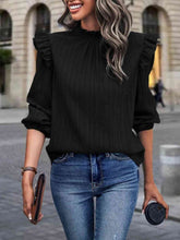 Load image into Gallery viewer, Mock Neck Ruffle Shoulder Blouse