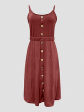 Load image into Gallery viewer, Decorative Button Spaghetti Strap Dress