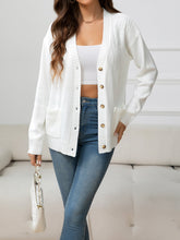 Load image into Gallery viewer, V-Neck Long Sleeve Buttoned Knit Top with Pocket