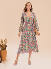 Load image into Gallery viewer, Printed Surplice Long Sleeve Dress