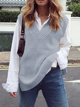 Load image into Gallery viewer, Ribbed V-Neck Sleeveless Sweater Vest