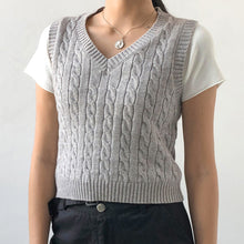 Load image into Gallery viewer, Cable-knit V-Neck Sweater Vest