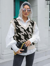 Load image into Gallery viewer, Houndstooth V-Neck Sweater Vest