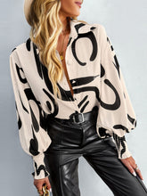 Load image into Gallery viewer, Printed Lantern Sleeve Button-Up Shirt