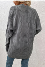 Load image into Gallery viewer, Cable-Knit Open Front Cardigan with Pockets