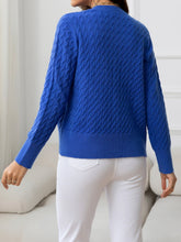 Load image into Gallery viewer, Round Neck Cable-Knit Buttoned Knit Top