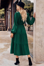 Load image into Gallery viewer, Collared Neck Long Sleeve Midi Dress