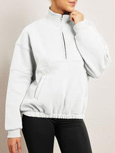 Load image into Gallery viewer, Half Zip Dropped Shoulder Sweatshirt