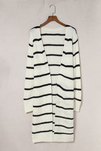 Load image into Gallery viewer, Woven Right Striped Open Front Rib-Knit Duster Cardigan