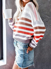 Load image into Gallery viewer, Striped Round Neck Knit Top
