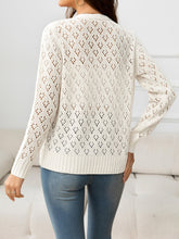 Load image into Gallery viewer, Openwork V-Neck Buttoned Knit Top