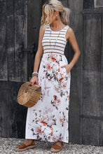 Load image into Gallery viewer, Striped Floral Round Neck Sleeveless Maxi Dress