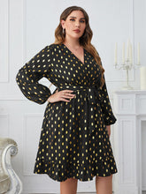 Load image into Gallery viewer, Plus Size Printed Surplice Neck Knee-Length Dress
