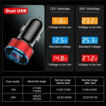 Load image into Gallery viewer, Car Charger Dual USB QC 3.0 Adapter Cigarette Lighter LED Voltmeter For All Types Mobile Phone Charger Smart Dual USB Charging
