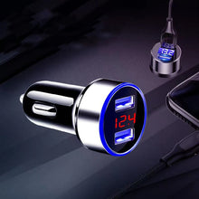 Load image into Gallery viewer, Car Charger Dual USB QC 3.0 Adapter Cigarette Lighter LED Voltmeter For All Types Mobile Phone Charger Smart Dual USB Charging