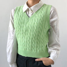 Load image into Gallery viewer, Cable-knit V-Neck Sweater Vest
