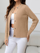 Load image into Gallery viewer, Round Neck Cable-Knit Buttoned Knit Top