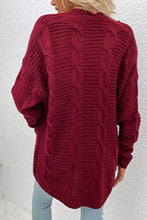 Load image into Gallery viewer, Cable-Knit Open Front Cardigan with Pockets