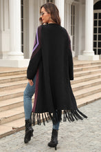 Load image into Gallery viewer, Double Take Geometric Fringe Hem Duster Cardigan